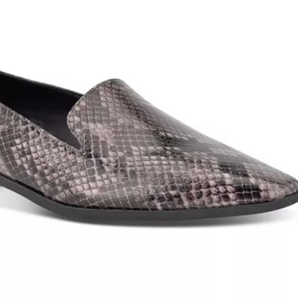 Marc Fisher "Bravi 4" Grey/Black Snake Style Almond Faux Leather Loafer Flats
